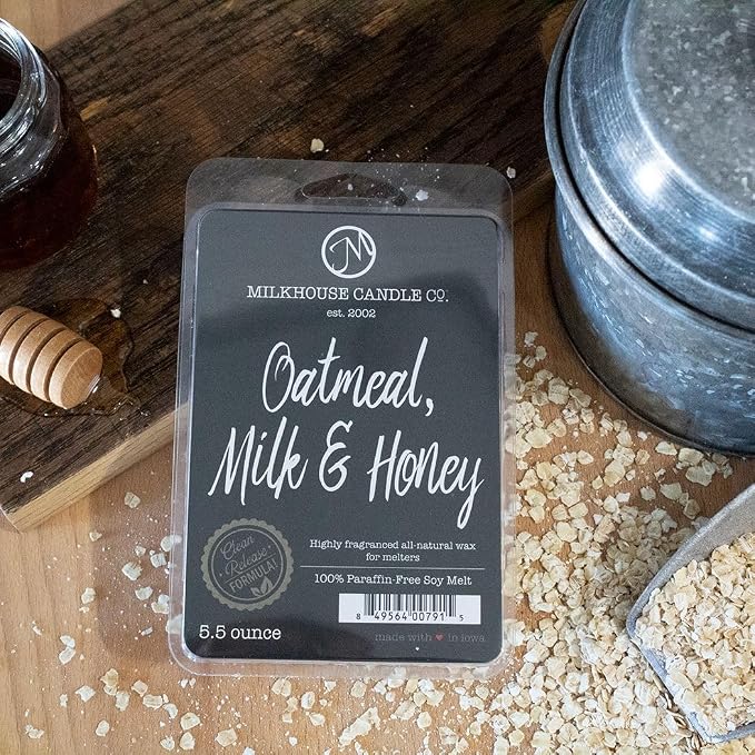 Milkhouse Candle Company Oatmeal, Milk, & Honey Soy Wax Melts - Oatmeal Cookie | Milk & Honey | Cherry Scented - 5.5 oz, Hand-Poured, Made in the USA