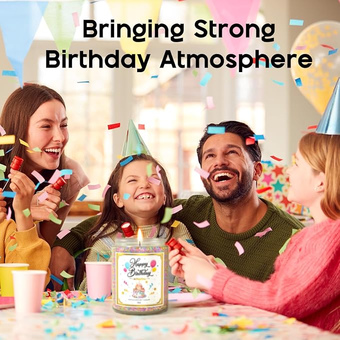 VEGISHINE Birthday Candles Gifts for Women, Birthday Gifts for Women Men, 9 oz Happy Birthday Candle with Vanilla Birthday Cake Scent, Women Friendship Ideas