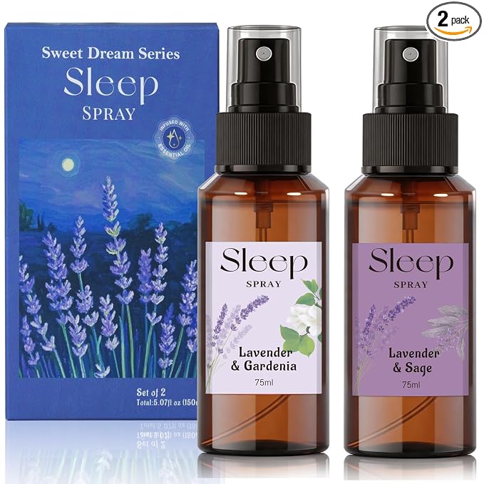 SCENTORINI Sleep Spray, 5.07 oz Pillow Spray with Lavender Essential Oil for Sleep Calming, 2 Pack Relaxing Aromatherapy Pillow Mist for Bedding, Liners, Sheets, Room Spray Air Freshener