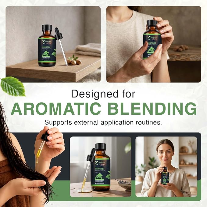 Moringa Carrier Oil for Face, Hair, Nails and Dry Skin | Natural Aroma Oil for Home Fragrance, DIY Beauty Blends & DIY Candle Making, Long Lasting Scent for Office, Bedroom Scent 4 Fl Oz (120 mL)