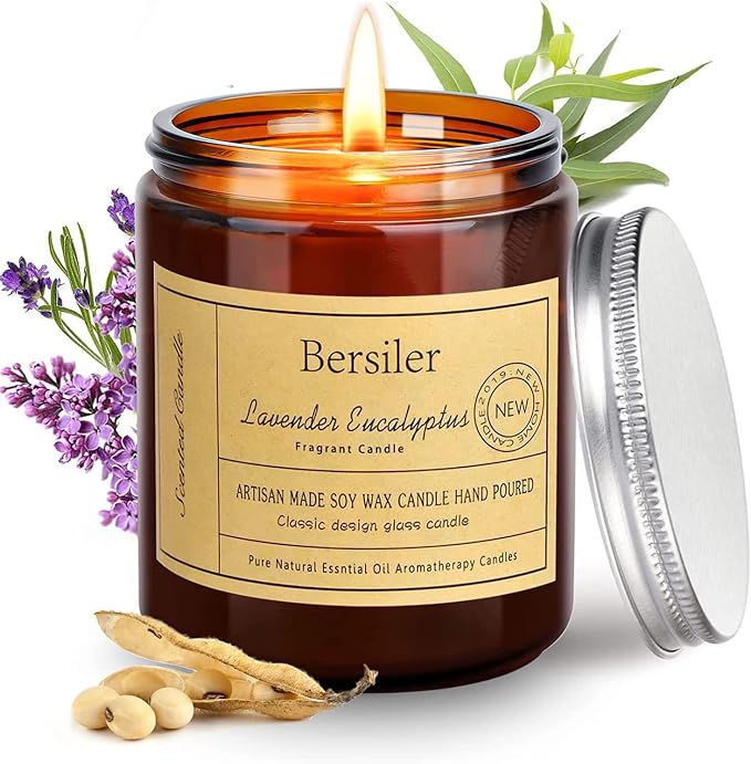 Lavender Eucalyptus Candle and Lavender Lemon Candle, Scented Candles Aromatherapy Candles, Stress Relief and Relax Candles Gift for Women