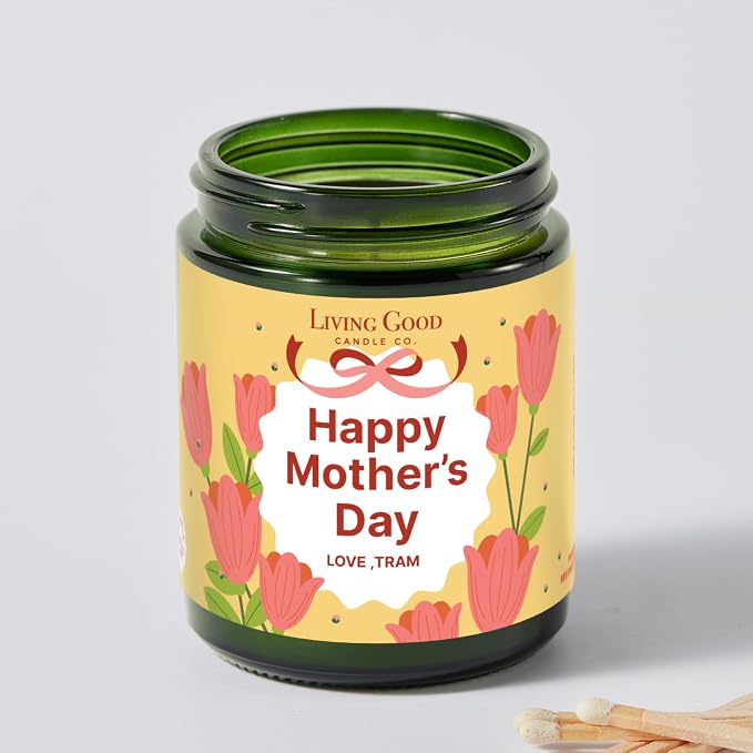 Personalized Message Pure Beeswax Candle for Her & Him - 3 Scent Choices: Palo Santo - Coastal Breeze - Tranquility - Non-Toxic & Pet Friendly - Gift for Wife Girlfriend Mom Dad - 5.5 OZ