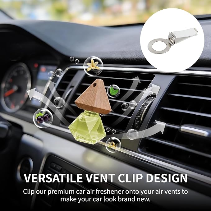 Car Air Freshener Diffuser 2 Pack Hanging Air Freshener Diffuser - Jasmine Cedar Breeze Scent Car Fresheners 120 days Long Lasting Vent Clip 0.27 oz Each Air Fresheners Gifts for Women Birthday