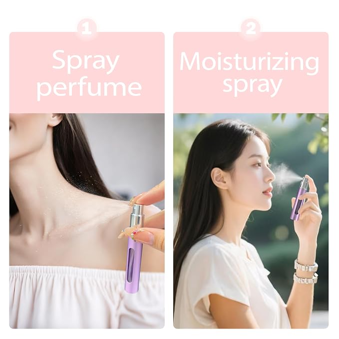 2 Pack Refillable Mini Perfume Atomizer Bottle，Portable Separate Bottles，Travel and Outings Spray Boxes Dispensers 5ml/0.2oz (Purple)