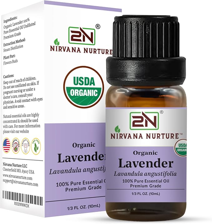 Lavender Essential Oil, USDA Certified Organic, 100% Pure Undiluted, Aromatherapy Oil for Diffuser, Hair & Skin Care