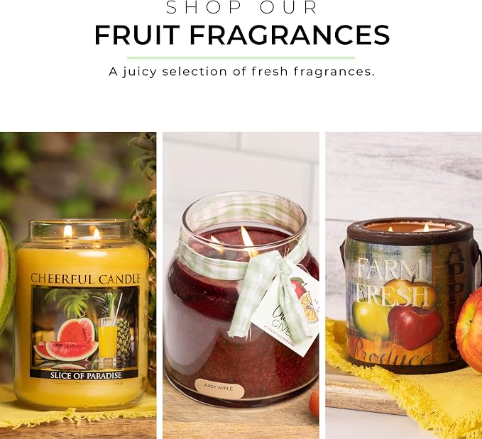 A Cheerful Giver - Fresh Peeled Macintosh Mama Scented Glass Jar Candle (22oz) with Lid & True to Life Fragrance Made in USA