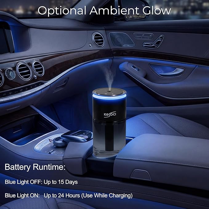 Smart Car Air Freshener Diffuser 160ML – Motion Sensor Activation, Car Fresheners Long Lasting with 3 Spray Modes, Car Diffuser Air Freshener with Rechargeable Battery for Cup Holder (Dark Forest)