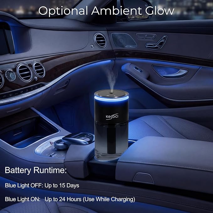 Smart Car Air Freshener Diffuser 160ML – Motion Sensor Activation, Car Fresheners Long Lasting with 3 Spray Modes, Car Diffuser Air Freshener with Rechargeable Battery for Cup Holder (Classic Cologne)