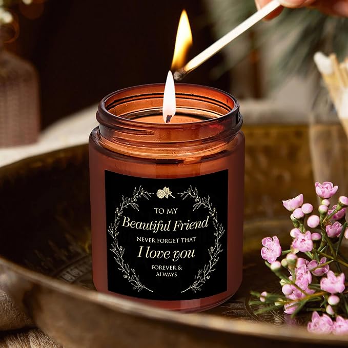 Thinking of You Scented Candle Gifts for Women Men - Unique Friendship Gifts for Best Friend - Relaxing Aromatherapy Gift for Her Him - Lavender Vanilla Essential Oil Soy Wax Candle for Home