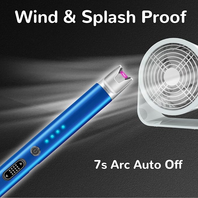 2 Pack Electric Candle Lighter USB Rechargeable Lighters Windproof Plasma Arc Lighters Flameless Type C Long Lighter with Safety Switch for BBQ Camping Birthday Fireworks(Pink+Blue)