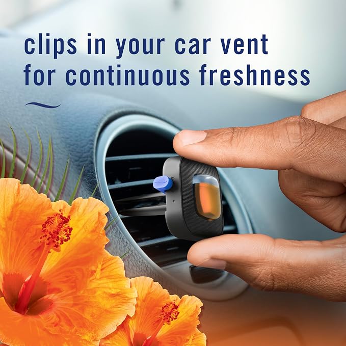 Febreze Car Odor-Fighting Air Freshener Vent Clip, Hawaiian Aloha, 1 count, .06 oz