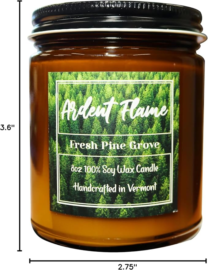 Candles | Fresh Pine Grove | 100% Natural Soy Wax Candle for Home Decor | Highly Scented | Premium Fragrance | Handmade in Vermont, USA | 8 oz | Long Lasting | Gift for Women and Men