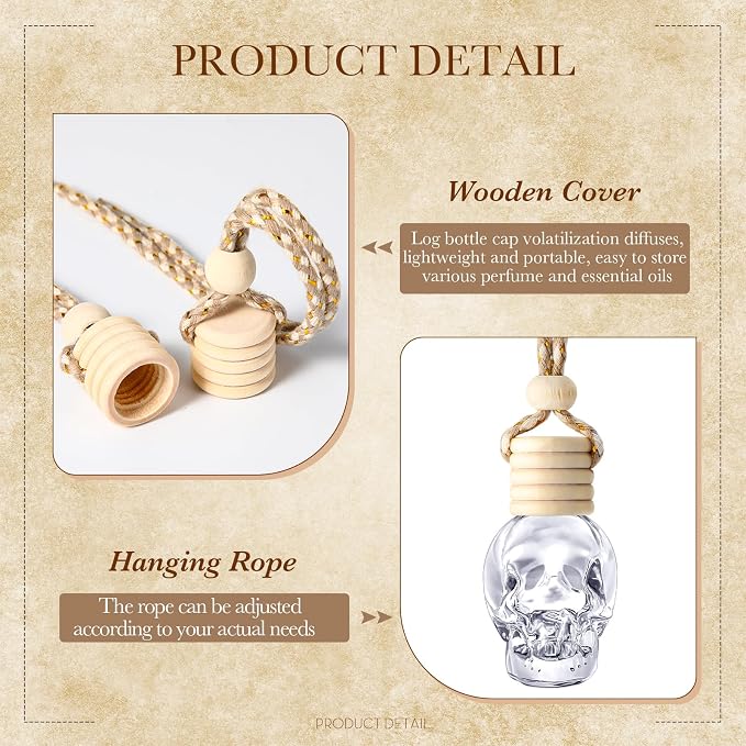 BBTO 100 Pcs Hanging Car Freshener Car Diffuser Bottles Empty Glass Perfume Bottle Freshener Diffuser Bottle Pendant for Essential Oil Fragrance Aromatherapy Ornament (Clear)