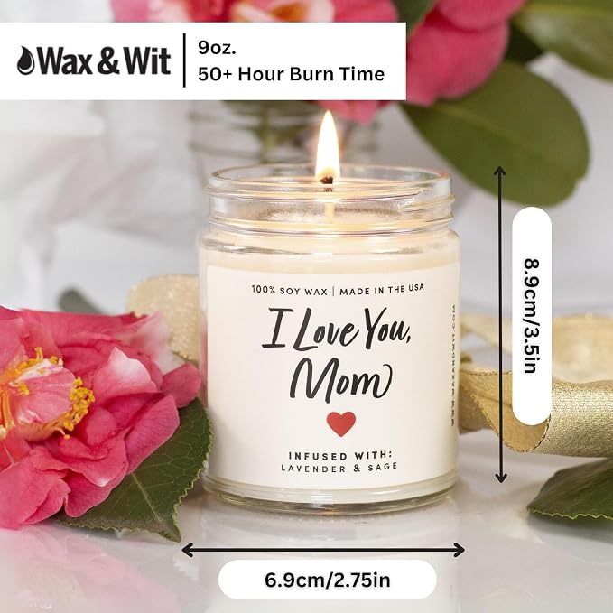 Great Happy for Mom Candle - 9oz, Soy Wax, 50 Hour Burn - Best Cute for Mom Ever from Daughter, Son, Kids, Friend, Husband, Mothersday Present Ideas, Mama Candle