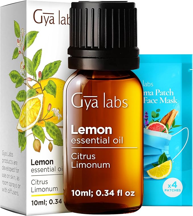 100% Pure Lemon Essential Oil - 0.34 Fl Oz - Lemon Oil for Hair, Skin, Diffuser, Aromatherapy & DIY Candle Making Scent
