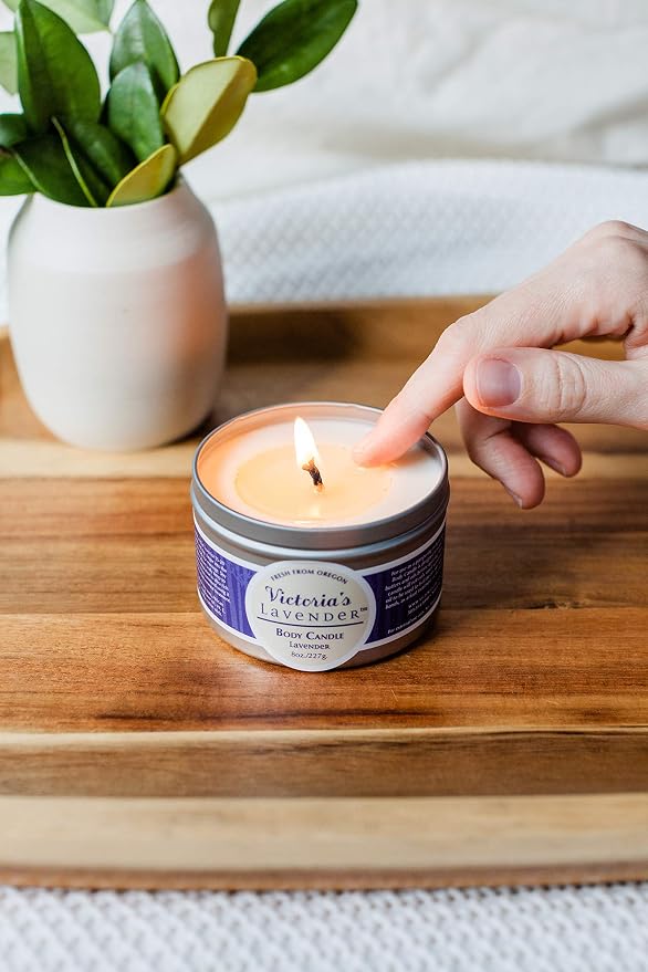 Victoria's Lavender Massage Oil Candles Gift Box, Aromatherapy Scented Candle, Travel Size, Pack of 3