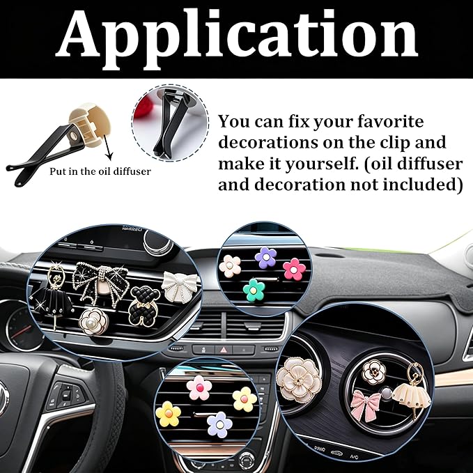 Dianrui 40PCS Black Square Head Car Vent Clips, 9mm Auto Air Conditioner Outlet, Air Freshener for Car Office Home