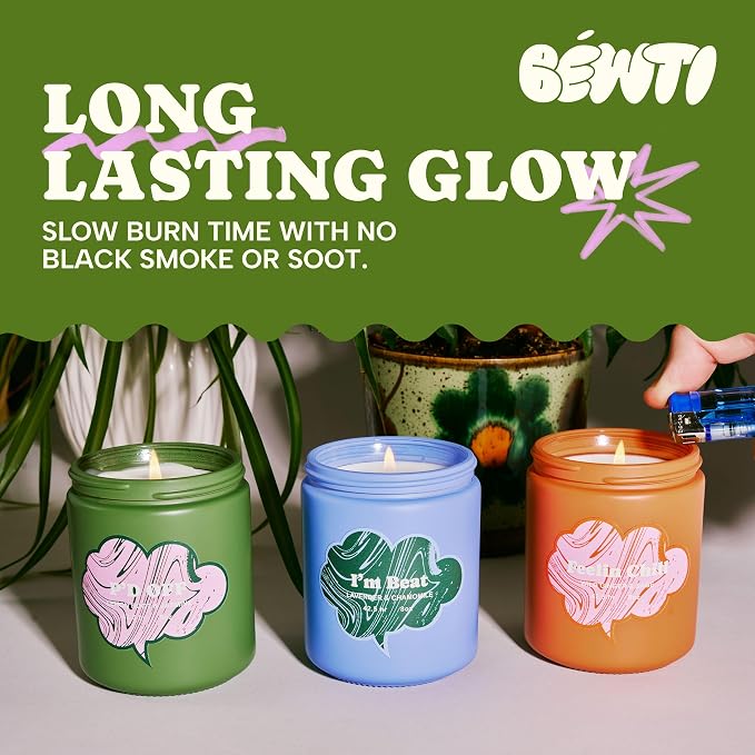 Lemon Jasmine Candle for Energy & Focus – Highly Scented Soy Wax Aromatherapy Candle, Non-Toxic Gifts for Women & Men, Long-Lasting Home Candles, 8 oz | Mood Candles by BÉWTI
