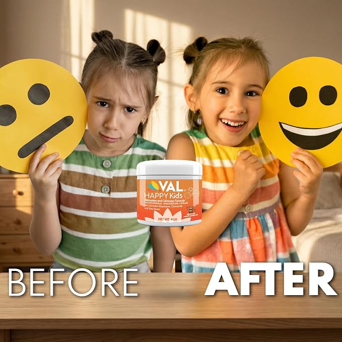VAL Magnesium Cream for Kids | Relaxation for Daytime & Bedtime Routine | Gentle Zechstein Magnesium Chloride | Calm & Mood Support | with Chamomile, Shea Butter & Essential Oils | USA Made | 4oz
