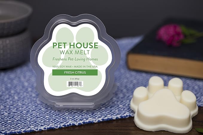 Pet House Wax Melts, Long-Lasting Scented Pet-Friendly Wax Melts, Natural Pet Odor Solution for A Fresh Smelling Home, Fresh Citrus, 3 OZ Each, 2 Pack