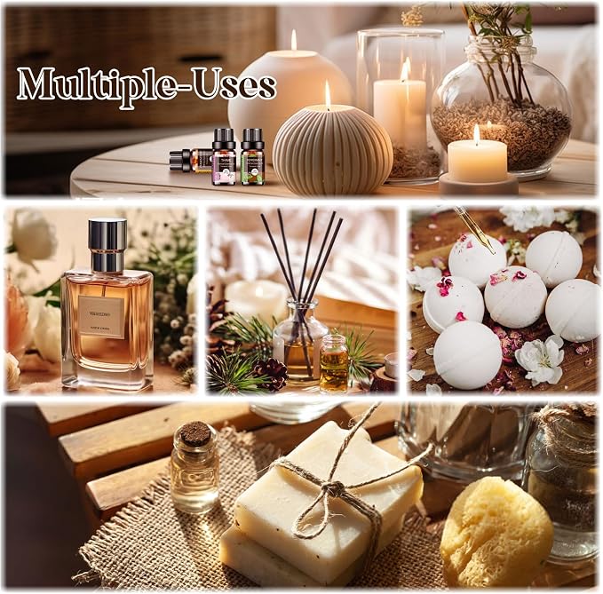 Woody & Herbal Essential Oils Set - TOP 14 Fragrance Oil for Diffusers, Aromatherapy, Candle Making - Sandalwood, Cedarwood, Teakwood, Vetiver Aromatherapy Scented Oils (5ml)