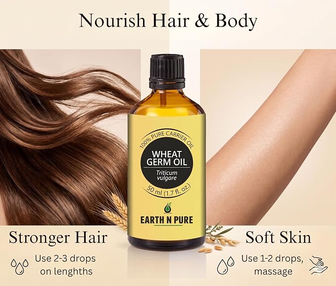 Earth N Pure Wheat Germ Oil (Gehu Oil) Cold Pressed, Natural and Therapeutic Grade - 15 ml