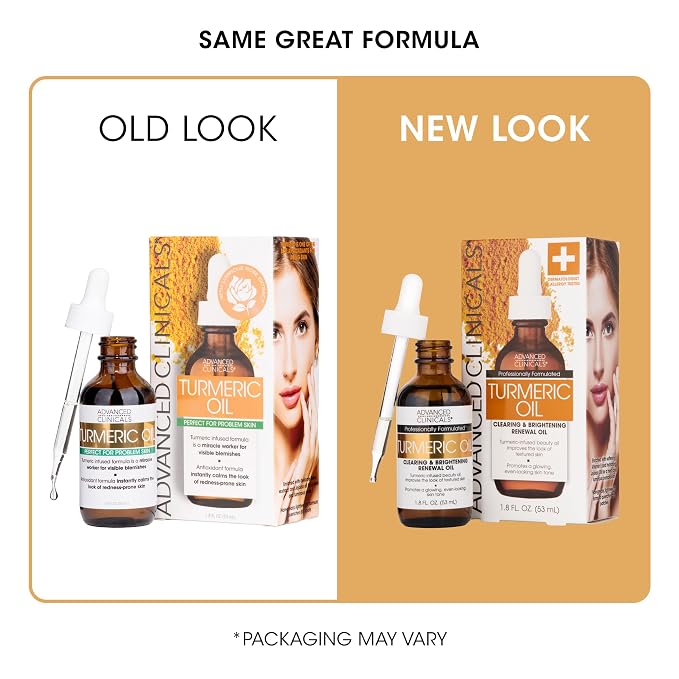 Advanced Clinicals Turmeric Oil Serum For Face | Facial Skin Care Serum With Jojoba + Coconut Oil To Improve Appearance Of Dark Spots & Uneven Skin Tone | Antioxidant Dry Skin Moisturizer, 2-Pack