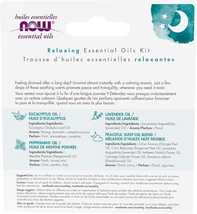 Let There Be Peace & Quiet Relaxing Essential Oils Kit Now Foods 4-10 mL Oil
