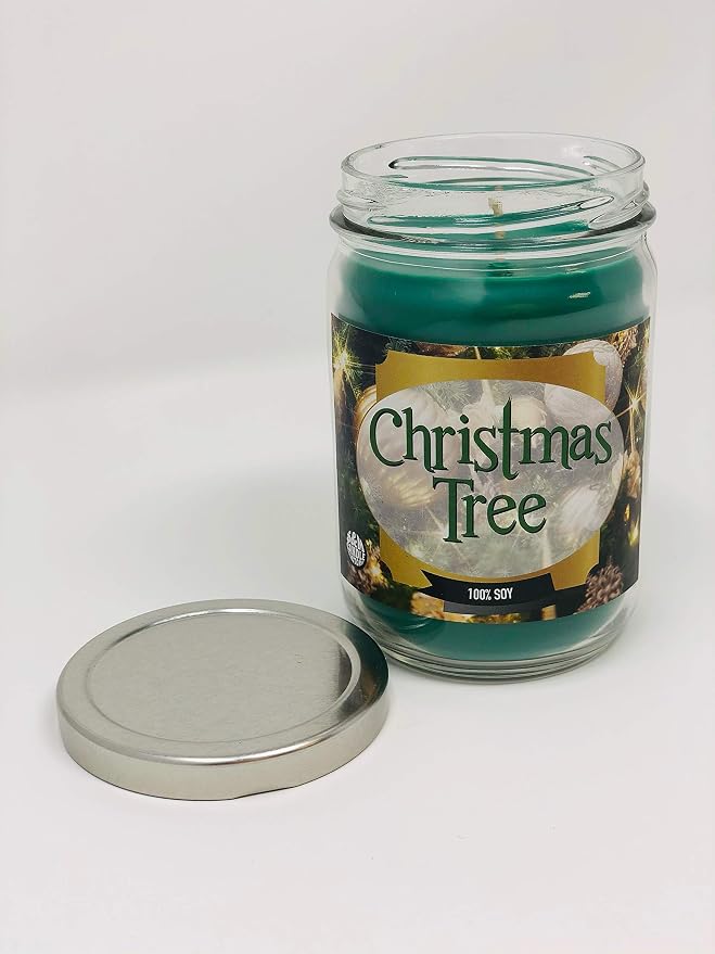 Clearance Priced ~ Christmas Tree Candle ~ Balsam Scented ~ S&M Candle Factory ~ 100% Natural Premium Soy Candles ~ 12oz Jars