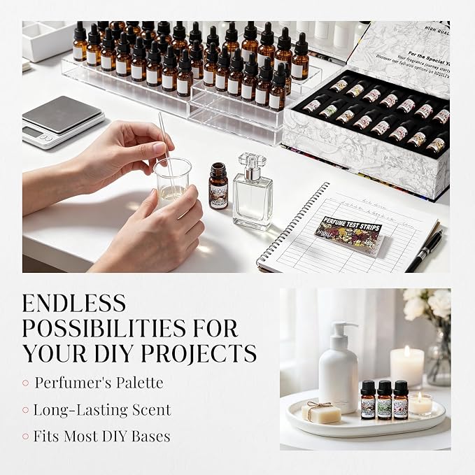 HIQILI Discovery Fragrance Oil Set - 32 Premium Scents for Essential Oils Diffuser, Humidifier, DIY Perfume, Candle & Soap Making, Laundry Dryer Balls, Home Aroma, Long Lasting Aromatherapy Gift Set