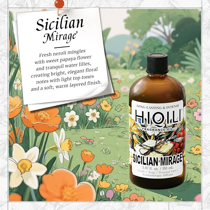 HIQILI Sicilian Mirage Fragrance Oil - Premium Oil for Candle & Hair Perfume Making, Personal Care Scenting, Luxury Scents - 5.07 Fl Oz