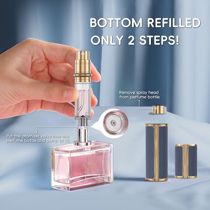 5ml Perfume Spray Bottle, AG00RP Leather Refillable Dispenser Bottom Fill Fragrance Scent Container, Portable and Leak-proof Suitable for Traveling & Outgoing (Rose Pink)