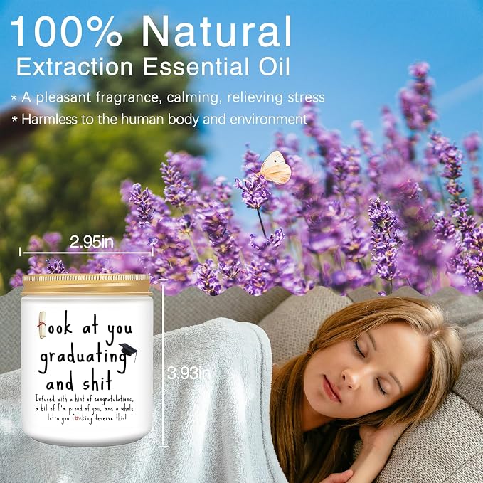 Graduation Gifts, 2026 Funny Graduation Gift for Her Him, Best Grad High School College Congratulations Masters PhD Degree Nurse - Lavender Scented Candles