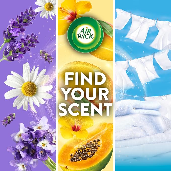 Air Wick Plug-In Scented Oil Refills, 4 Count, Lavender and Chamomile, Air Freshener, Essential Oils, Eco Friendly