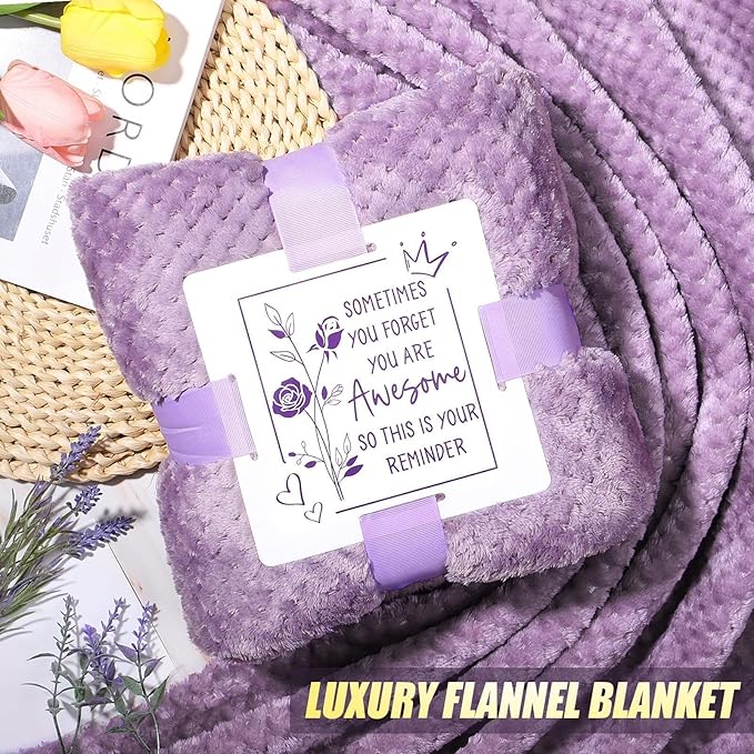 Birthday Gifts for Women Self Care Get Well Soon Gifts, Lavender Relaxing Spa Bath Gift Basket Care Package w/ Flannel Blanket 40 OZ Tumbler, Mother's Day Gift for Mom Her Wife Girlfriend Grandma