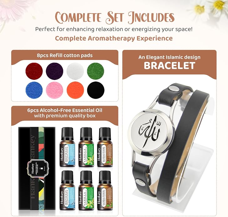 SHAHADA & Allah Bracelet AromatherapyOil Arabic Jewelry for Women–Perfect Ramadan & Islamic Gifts with Allah Pendant