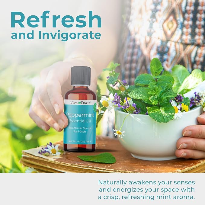 Viva Doria 100% Pure Northwest Peppermint Essential Oil, Undiluted, Food Grade, Steam Distilled, Made in USA, 30 mL (1 Fluid Ounce)