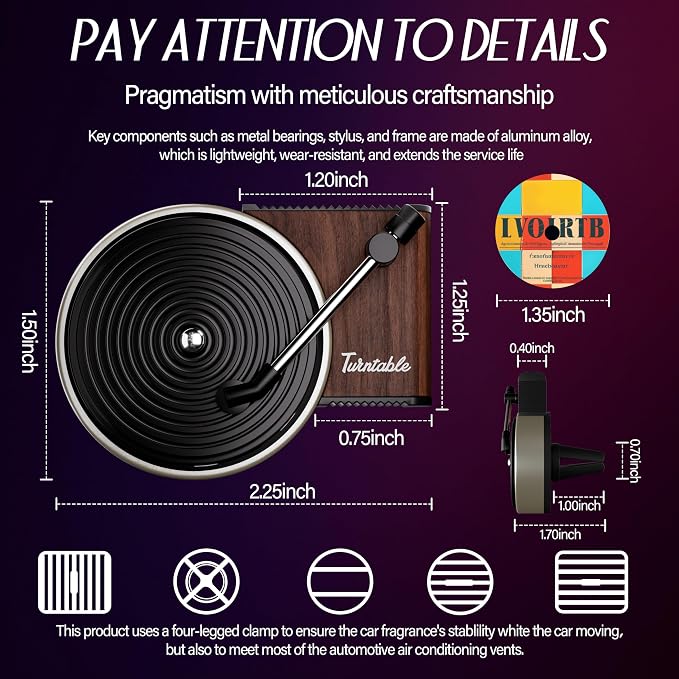 Maicican 12PCS Customizable Car Air Freshener Vent Clip, Pop Singer Album Cover Record Player Shape, Music Lover Gifts. (customization)