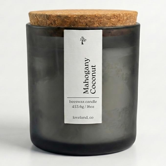 Aspen & Oak Luxury Beeswax Candle, 16oz | Long Burning Pure Beeswax Candles, Non Toxic, Natural, Clean, Essential Oil Scented Organic Candles, Home Decor & Gifts (Mahogany Coconut)