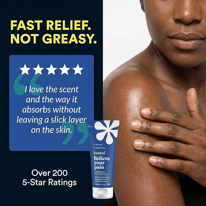 ASUTRA Muscle Pain Relief Cream, Cooling Menthol with Moisturizing Magnesium and Arnica Montana Oil, 3.4 oz