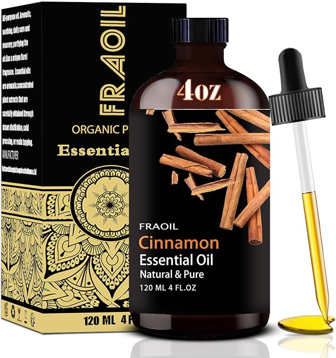 Cinnamon Essential Oil, Cinnamon Oil 4 Fl Oz 120ML for Diffuser Humidifier Yoga Cleaning DIY Candle Soap Making Essential Oils