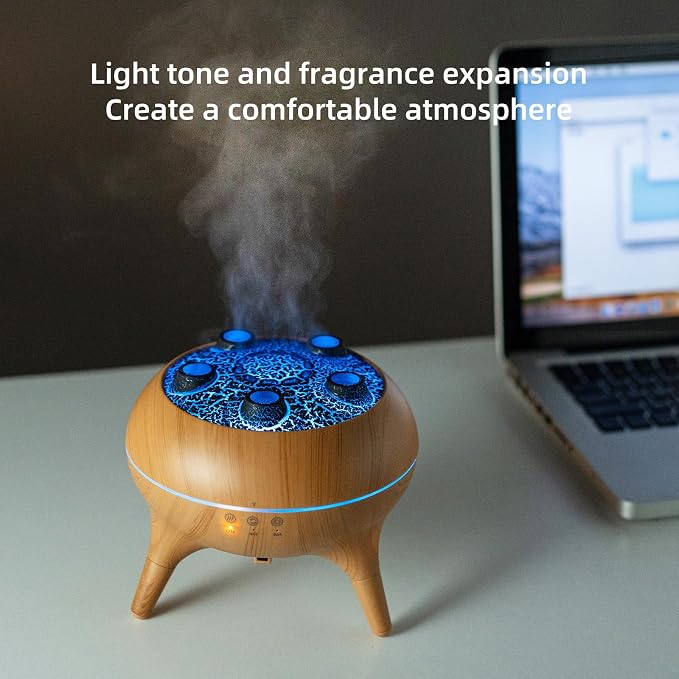 Essential Oil Diffuser 250ML,Jellyfish Diffuser Air Humidifiers Sound Pickup Ultrasonic Aromatherapy Diffuser Remote Control 7 Color Lights for Home Bedroom Office Hotel(Wood Color)