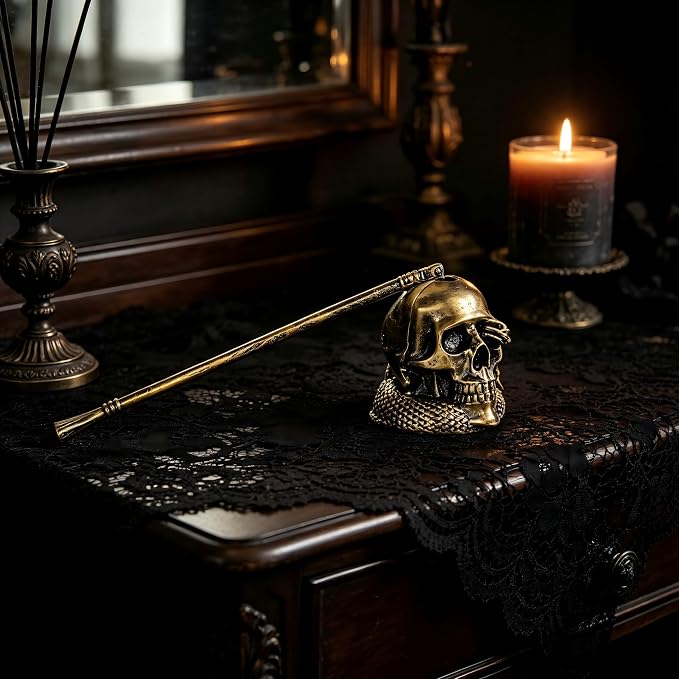 We Moment Candle Snuffer, Candle Snuffer Extinguisher with Long Handle,Retro Style Wick Flame Snuffer for Putting Out Candle Flame Safely,Skull Candle Snuffers Accessory for Candle Lovers