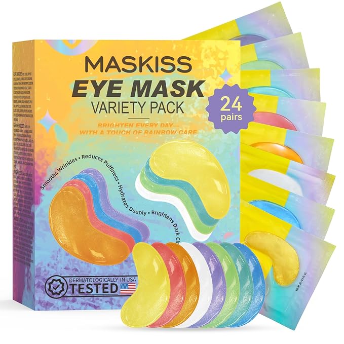 Maskiss Under Eye Patches Variety Pack (24 Pairs), Eye Masks for Dark Circles Puffy Eyes With 8 Colors (3 Pairs/Color), Vegan Skin Care Gifts for Women