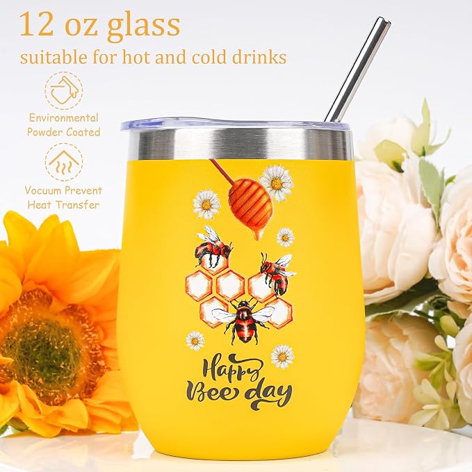 Bee Birthday Gifts for Women - Bee Lover Gift for Happy Bee Day Her Relaxing Spa Box, Inspirational Blanket Tumbler Bath Bomb Sentend Candle Yellow Present for Mom Friends Sister Best Friend Wife