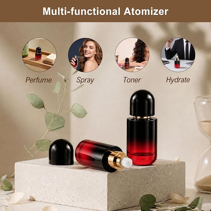 Glass Perfume Bottle Empty Refillable Cologne Sprayer with Upgraded Fine Mist Atomizer, Perfume Spray Container with 3 Easy-Fill Transfer Tools for Fragrance Essential Oils (1.7, ounces)