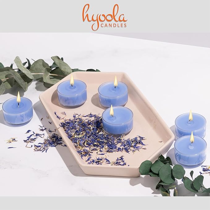 HYOOLA Scented Tealight Candles - Clear Cup - Wellness Tealight Candles Scented - 6 Hour Burn Time - 15 Pack - European Made