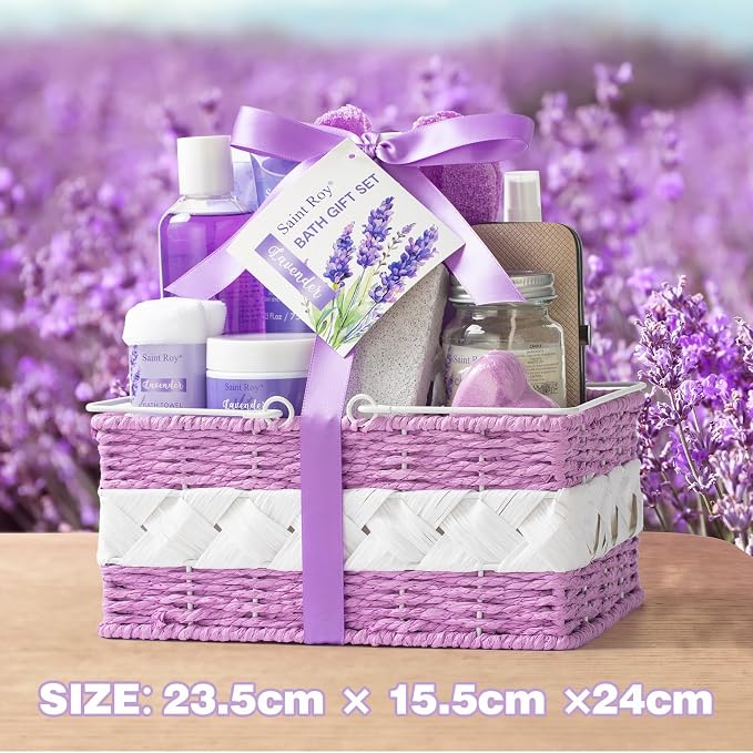 21Pcs Spa Gift Set Bath and Body Gift Basket Set Care Kit, Spa Bath Basket | Lavender Home Spa Gifts for Woman Body Care Set, Relaxing Sets for Women & Men, Spa Kit, Birthday, Christmas, Anniversary