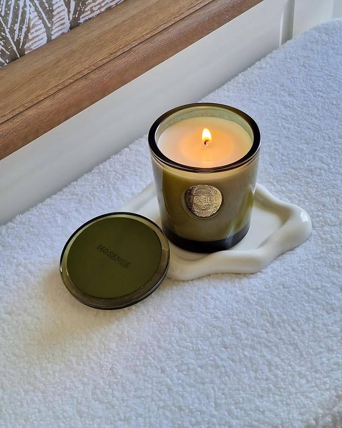 M&SENSE Natural Strong Soy Candle | Sandalwood Jasmine & Green | 9.2 oz, 50H Burn Time | Luxury Candle for Relaxation, Gifting, Home Décor | Candles for Mothers Day Gifts