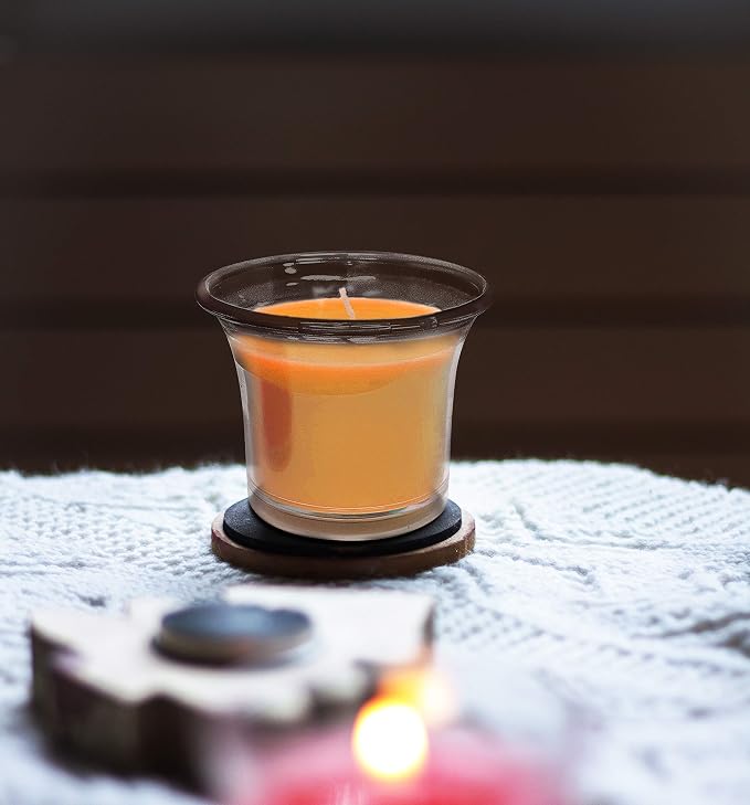 HYOOLA Clear Cup Scented Votive Candles - Winter Orange - 12 Hour Burn Time - 4 Pack - European Made